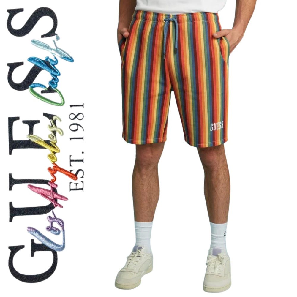 Guess Friends With You Stripe Shorts